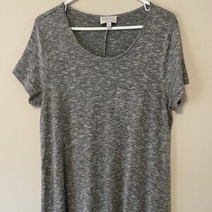 California Happenings Jr Black White Flecked S/S Scoop Neck size Large Dress Top